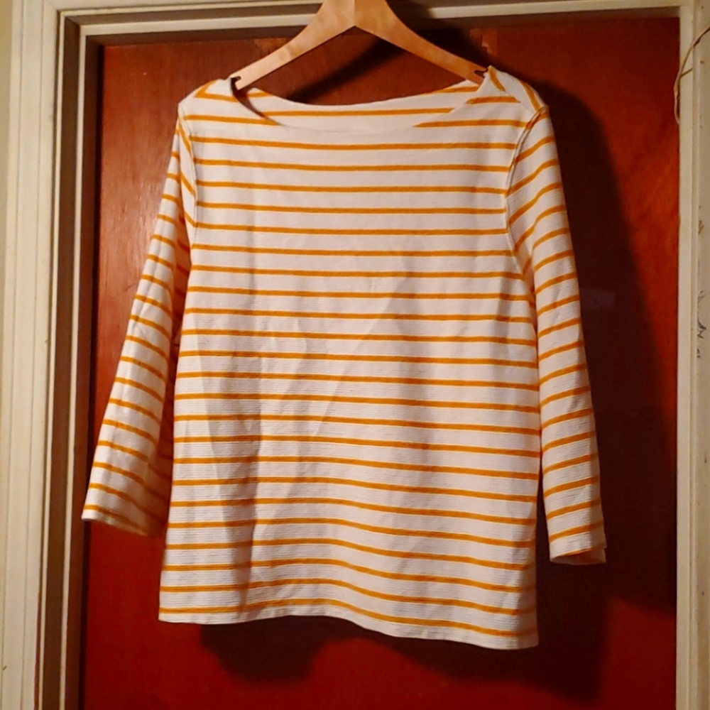 Off- white & yellow stripe ON quarter sleeve shirt